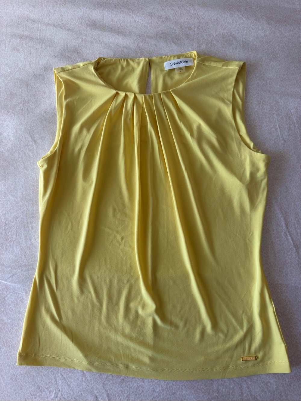 Calvin Klein Yellow Pleated Sleeveless Camisole